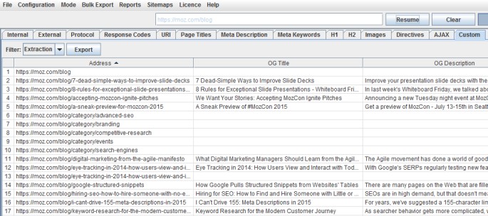 social meta tags extracted