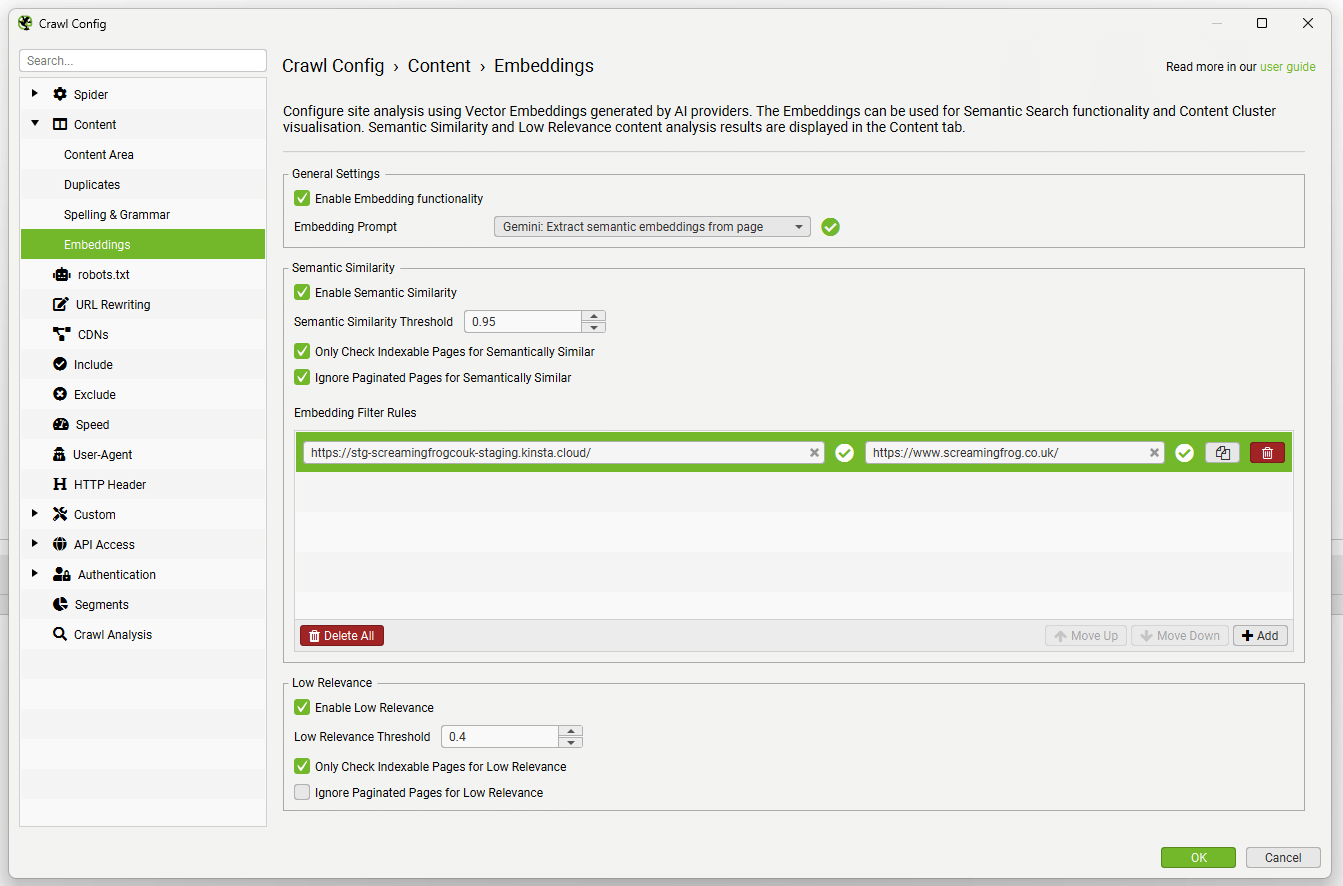 Embedding Filter Rules