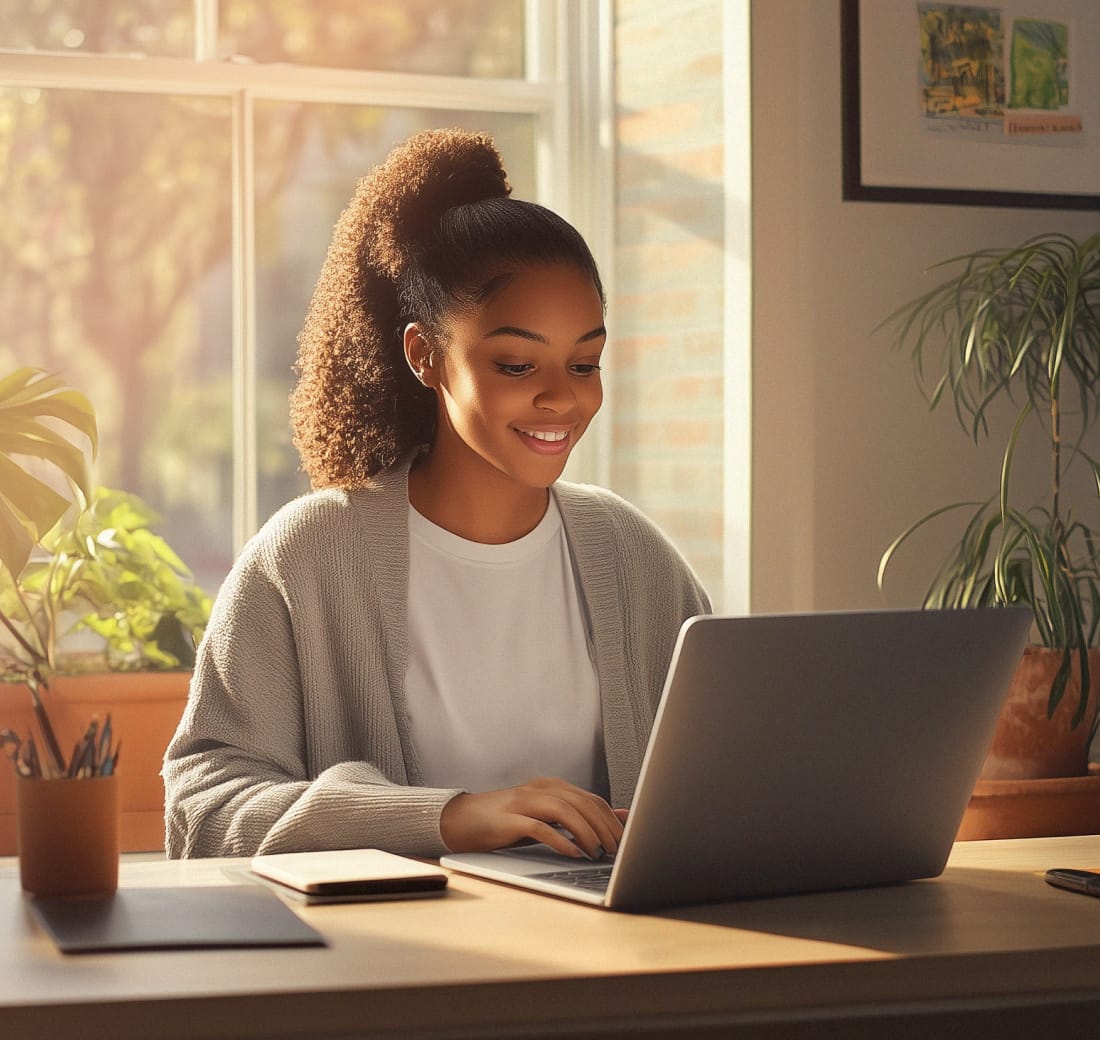 A student attending an online lecture via RingCentral