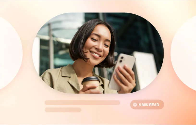 A customer reading automated SMS notifications on her mobile phone