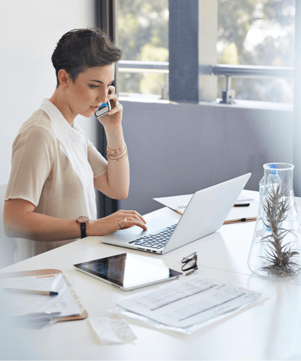 An employee's call being transfered to another department