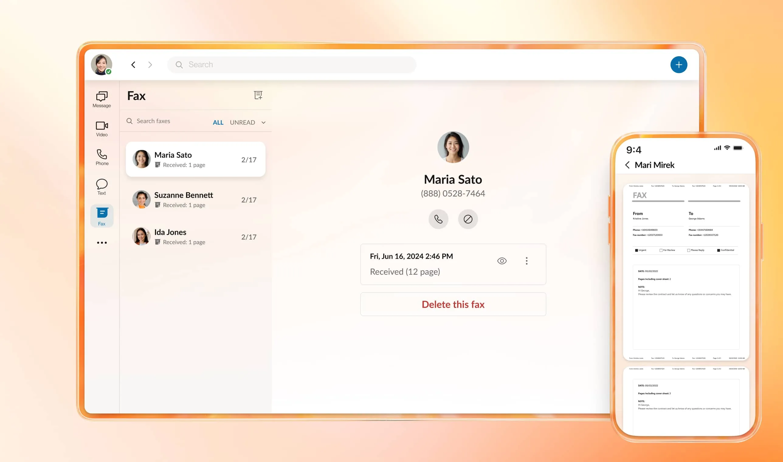 RingCentral Fax on desktop and mobile app