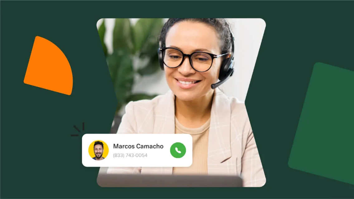A woman using a RingCentral headset during a call