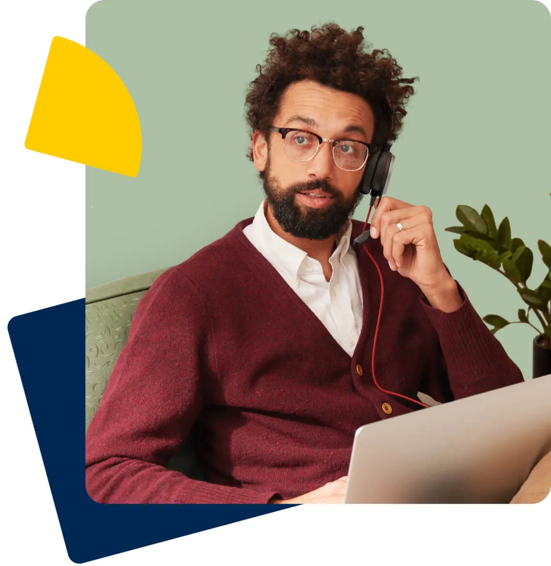 A man on a RingCentral call using a headset
