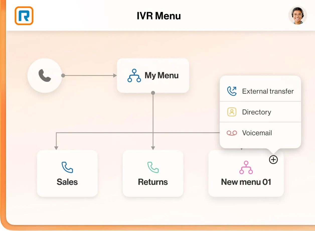 An image showing IVR menu on RingCentral dashboard