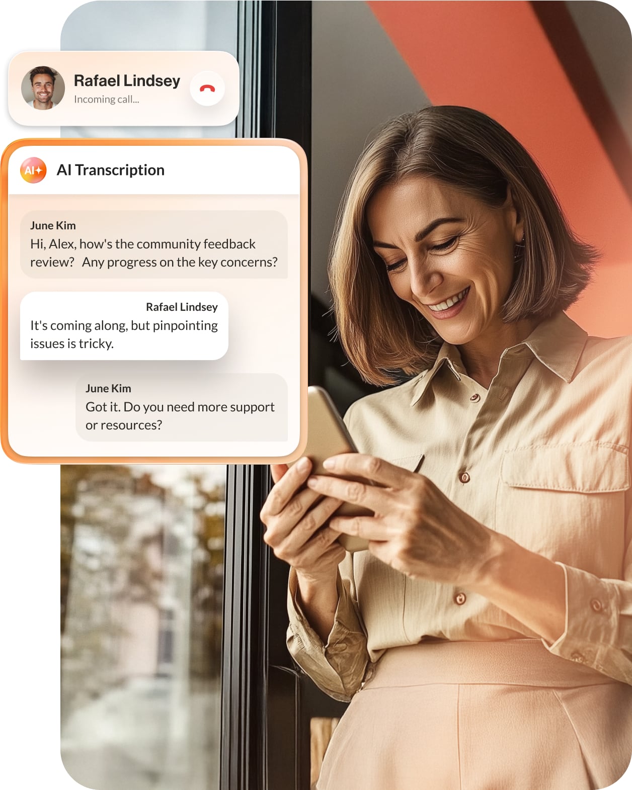 AI transcription enabled during a meeting on the RingCentral app.