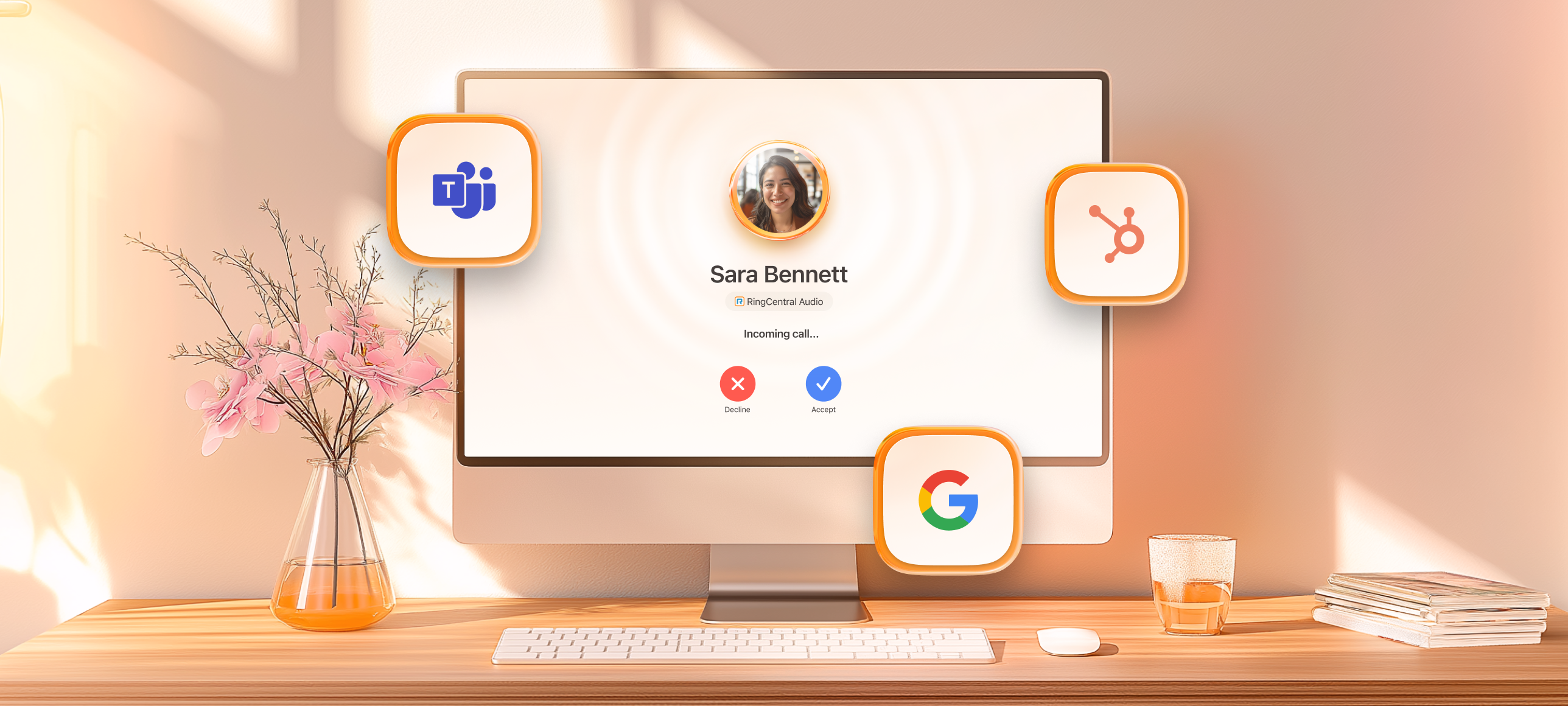 An incoming audio call on RingCentral desktop app