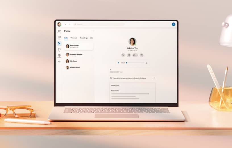The RingCentral App on the screen of a laptop