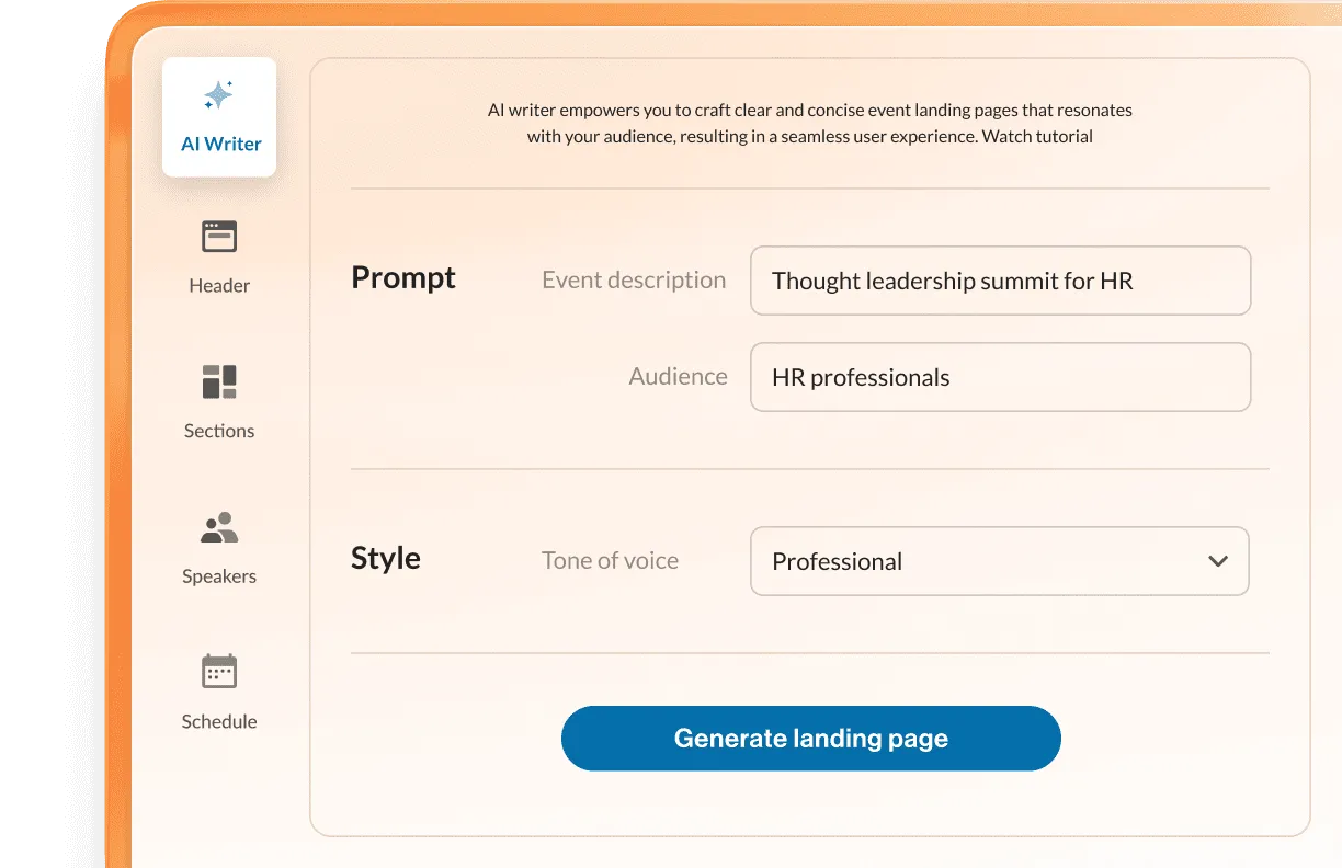 The AI Writer feature of RingCentral Events