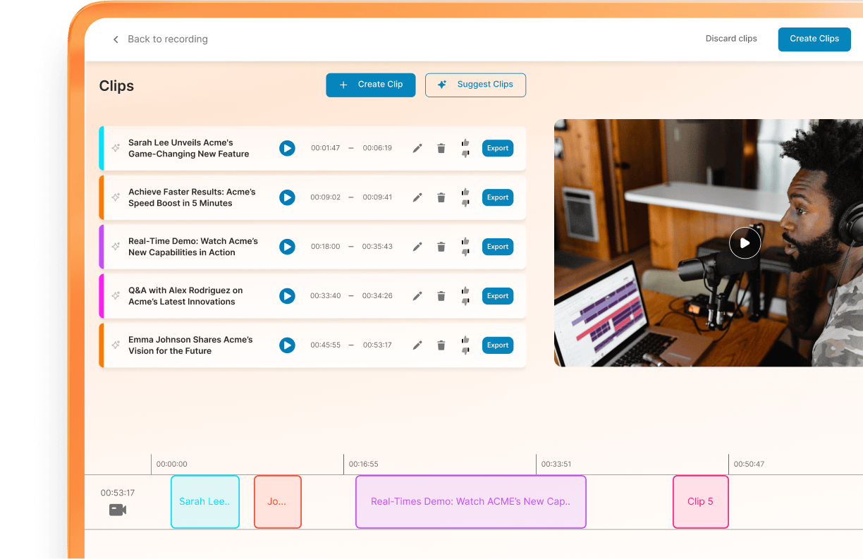 AI Clips feature of RingCentral Events