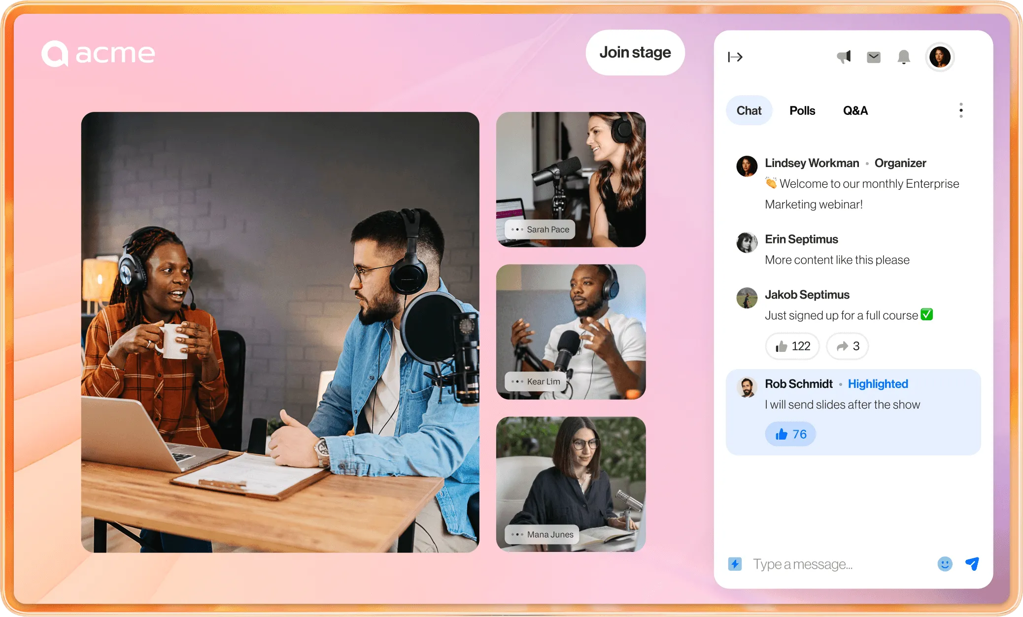The customization dashboard of RingCentral Events
