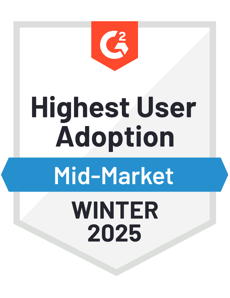 G2 Winter 2025 Mid Market Highest User Adoption Badge