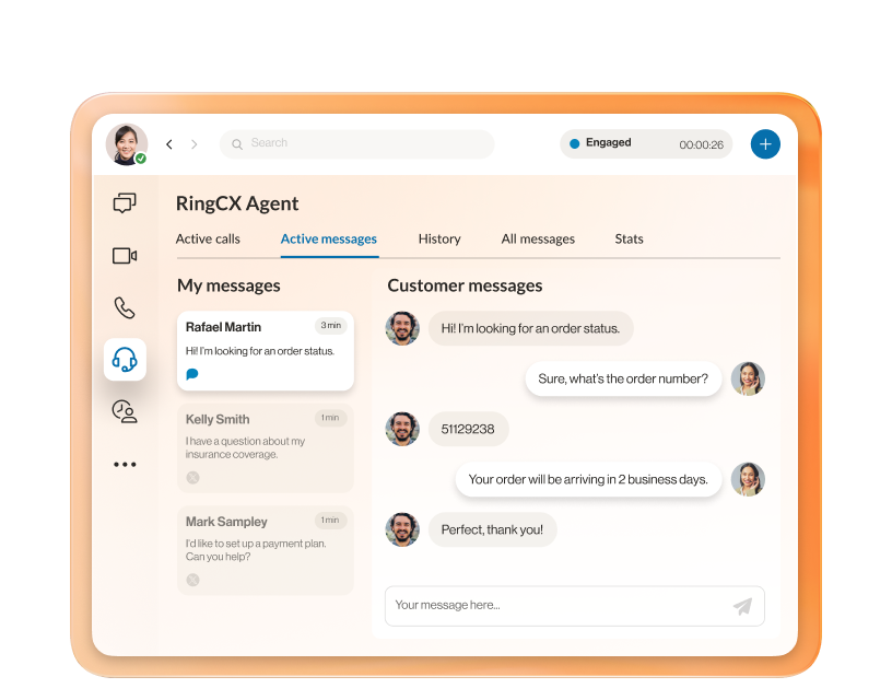 The RingCX Agent interface