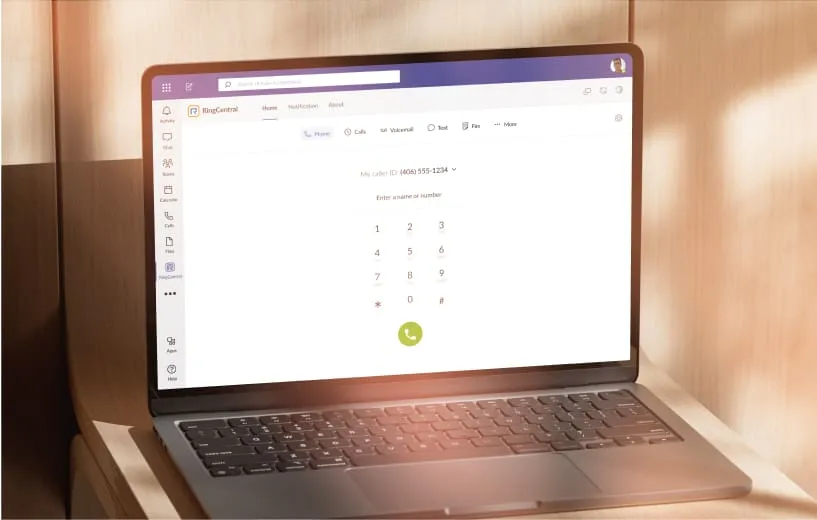 MS Teams dialer tab shown in a laptop screen