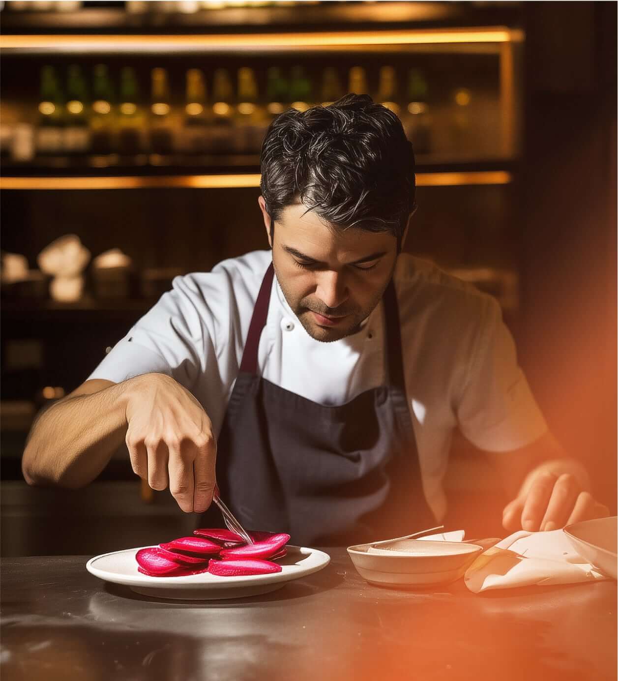 A chef working in the kitchen