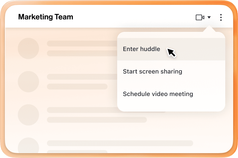 Marketing team member joins a huddle straight from the group chat