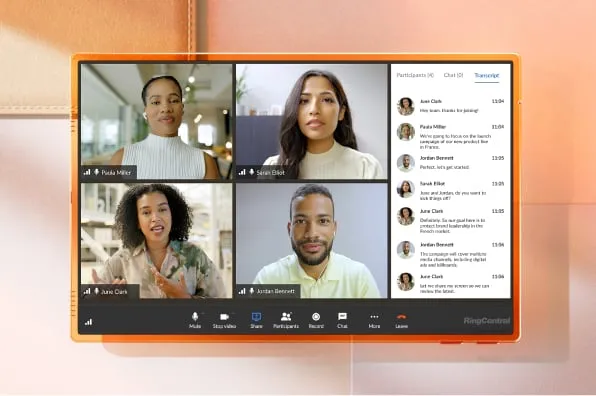 Real-time transcription displayed during a RingCentral Video meeting
