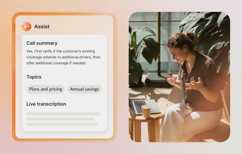 A remote worker using RingCentral's AI call summary feature