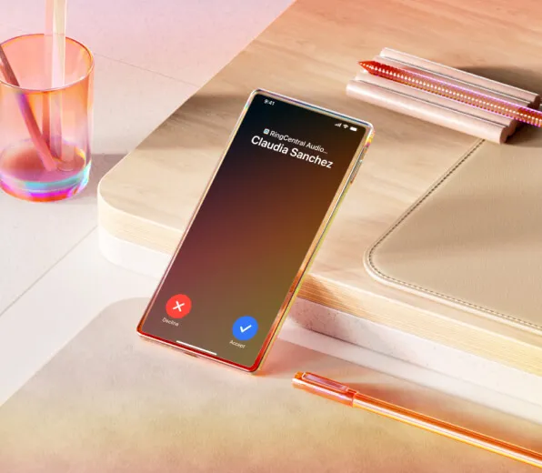 RingCentral's AI phone system incoming call on mobile app