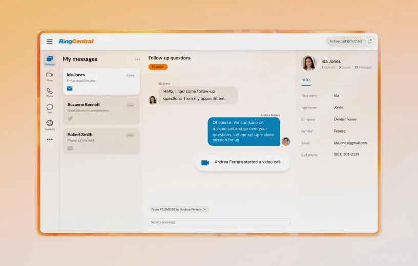 RingCentral Contact Center interface on desktop