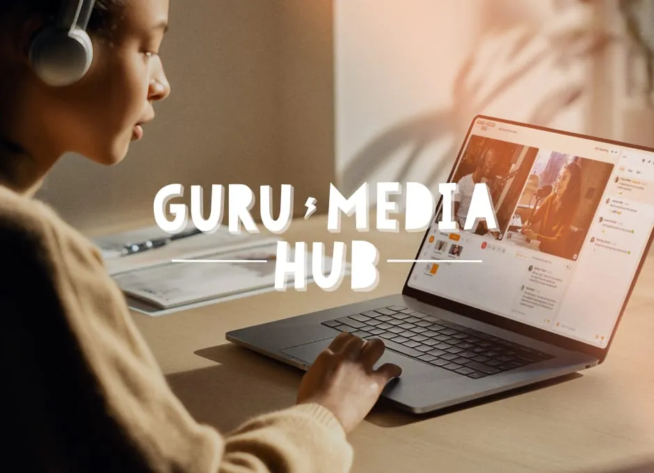 Young woman is watching a virtual event on her laptop