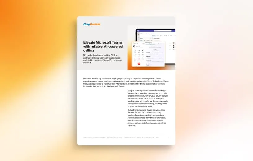 RingCentral whitepaper cover on AI-powered Microsoft Teams integration