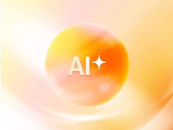 Word 'AI' on an orange gradient background