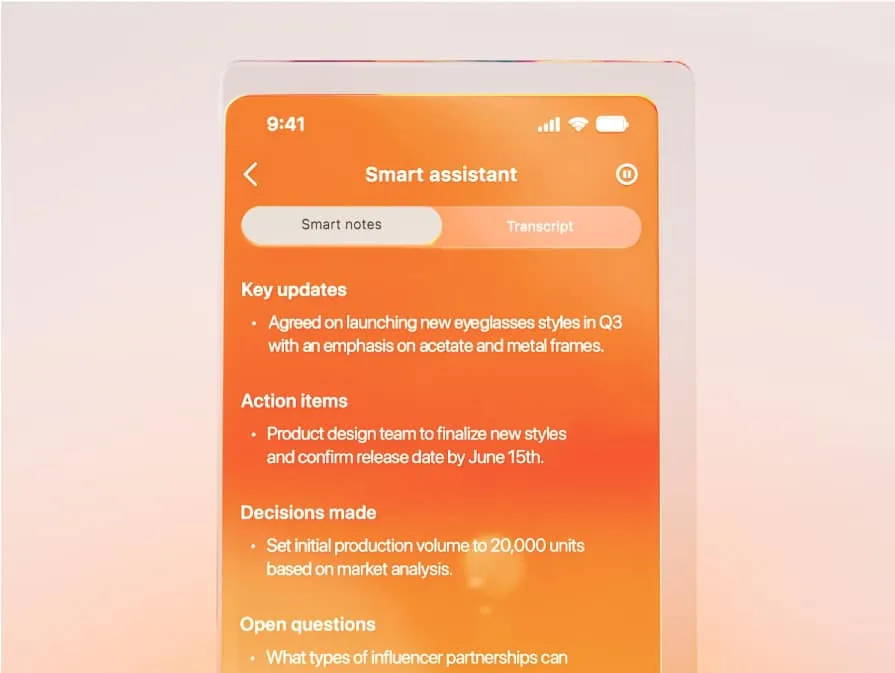 RingCentral smart assistant feature on mobile app